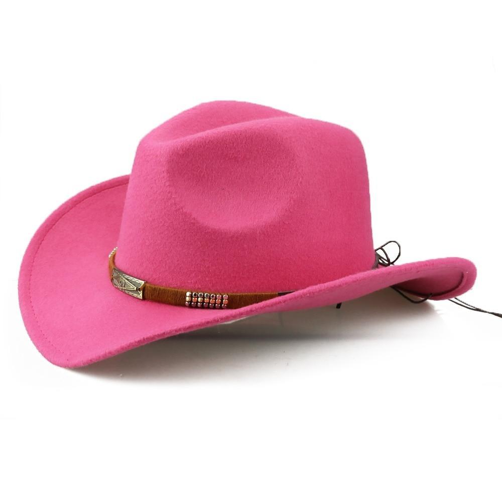 Soft Felt Vintage Western Cowboy Hat with Handmade Belt
