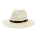 Vintage Straw Panama Hat with Leather Belt Bowknot