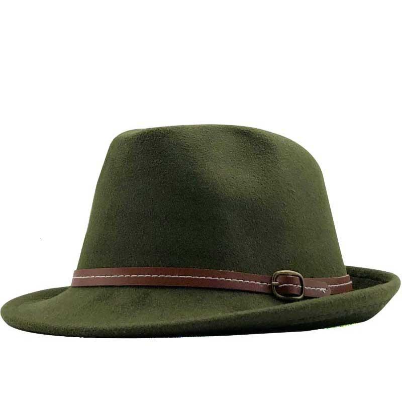 Wool Felt Trilby Fedora Hat with Brown Belt Hatband