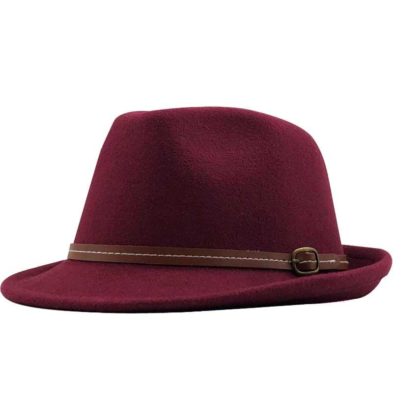Wool Felt Trilby Fedora Hat with Brown Belt Hatband