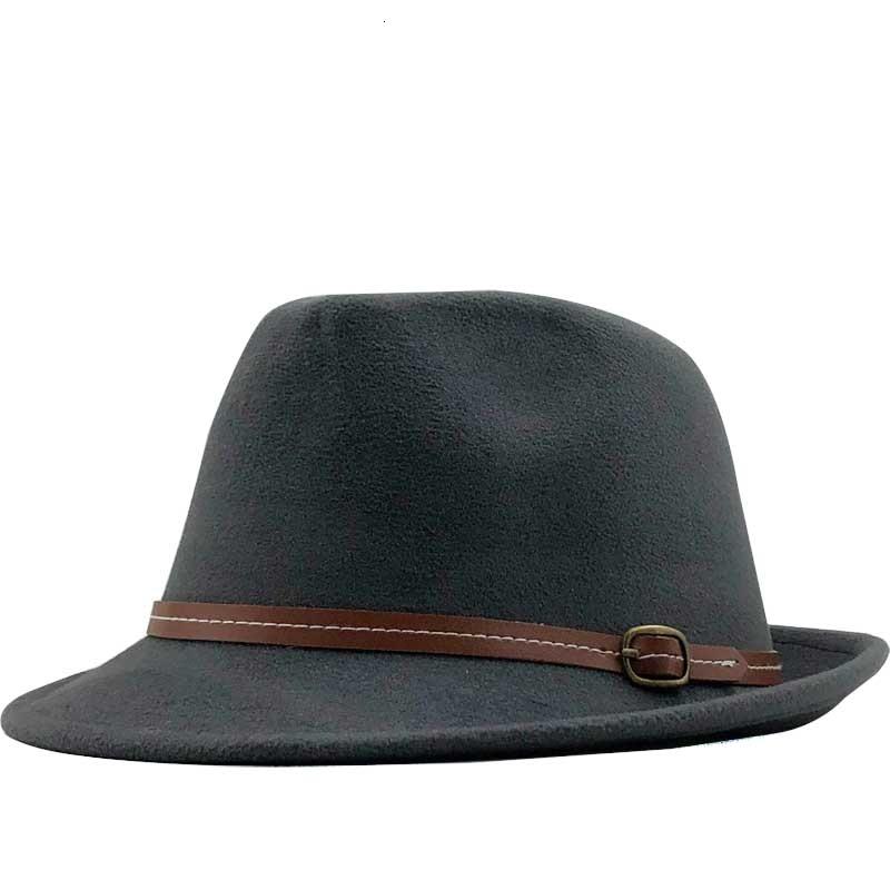 Wool Felt Trilby Fedora Hat with Brown Belt Hatband
