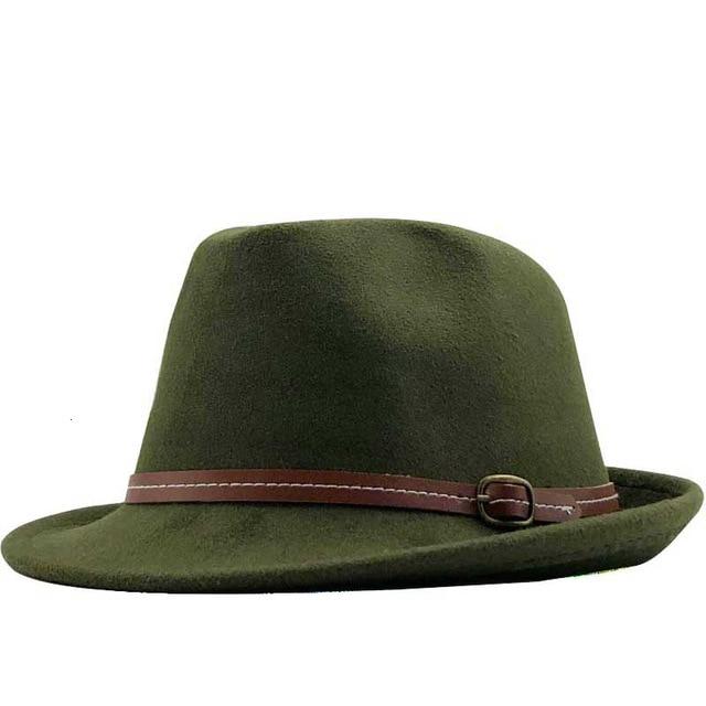 Wool Felt Trilby Fedora Hat with Brown Belt Hatband