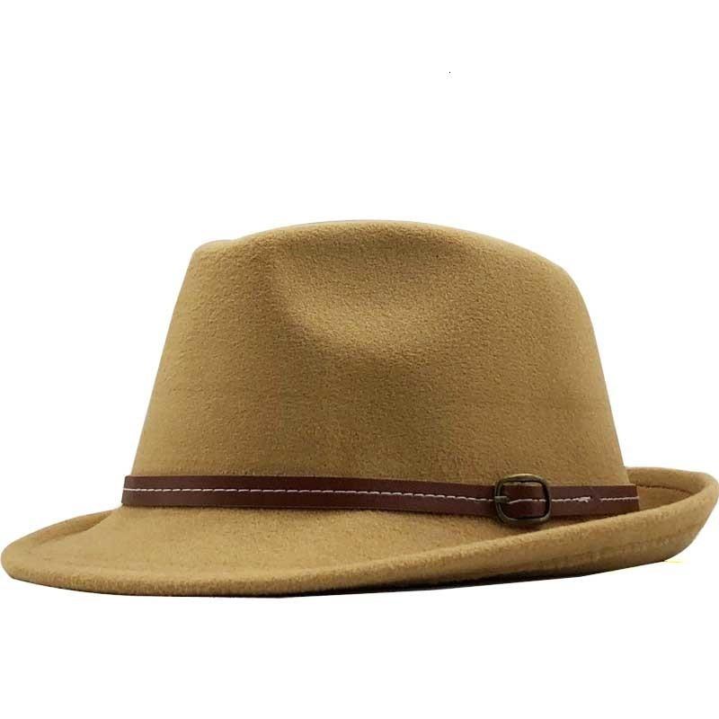 Wool Felt Trilby Fedora Hat with Brown Belt Hatband