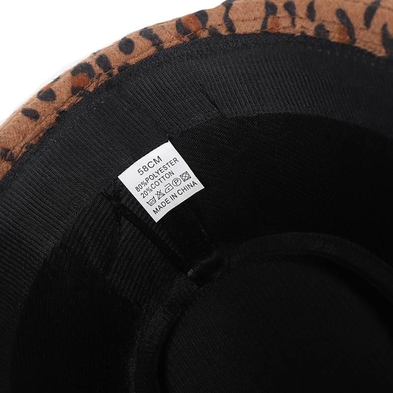 Vintage Fedora-Trilby-Hut mit breiter Krempe und Leopardenmuster sowie schwarzem Hutband