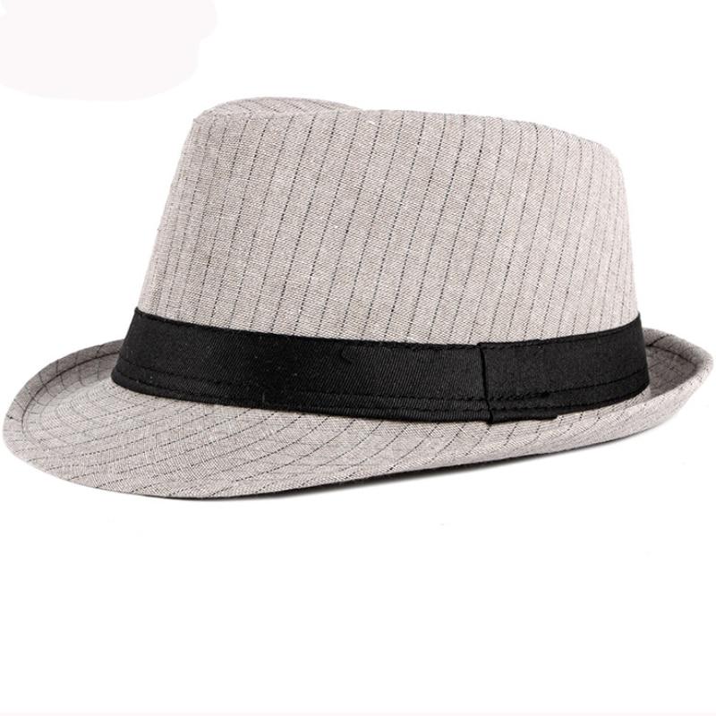 Vintage Short Brim Striped Trilby Hat with Black Hatband