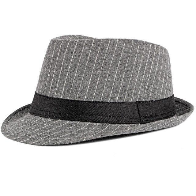 Vintage Short Brim Striped Trilby Hat with Black Hatband