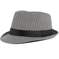 Vintage Short Brim Striped Trilby Hat with Black Hatband