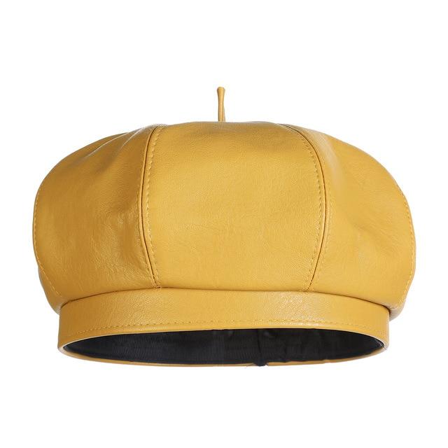 Polyurethane Leather British Painter Octagonal Hat