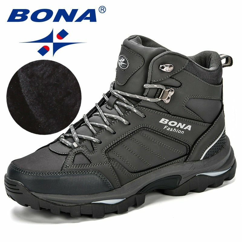 Men Boots Anti-Skidding Leather Shoes Spring Autumn Plush Men Durable Shoes