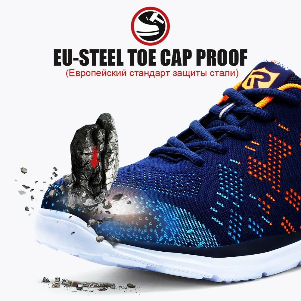 Lightweight Breathable Men Safety Shoes Steel Toe Anti-smashing Construction Sneaker