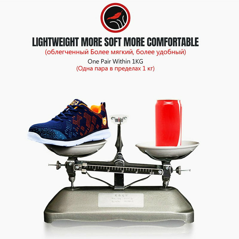 Lightweight Breathable Men Safety Shoes Steel Toe Anti-smashing Construction Sneaker