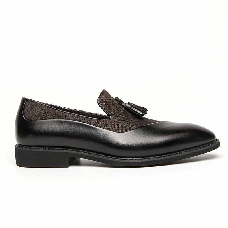 Semi-formal Hemp PU Leather Men's Shoes Glamorous Blue Tassel Italian Shoes
