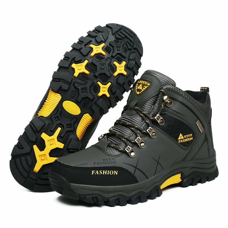 Men Waterproof Leather Boots Sneaker Warm Hiking Outdoor Boots