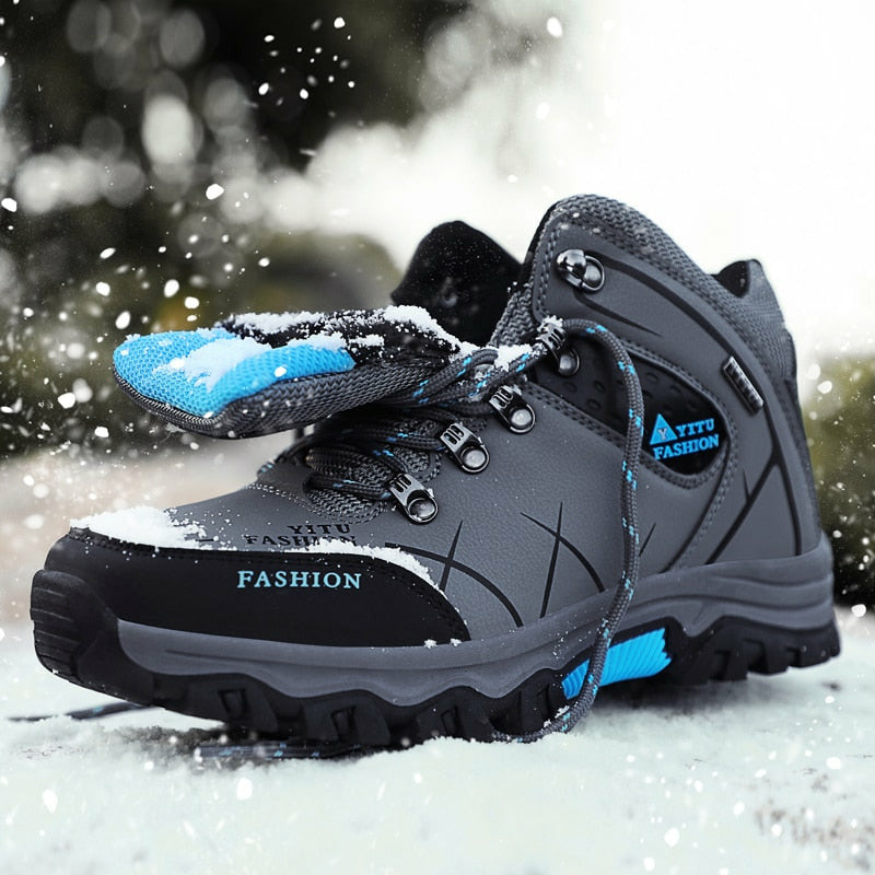 Men Waterproof Leather Boots Sneaker Warm Hiking Outdoor Boots