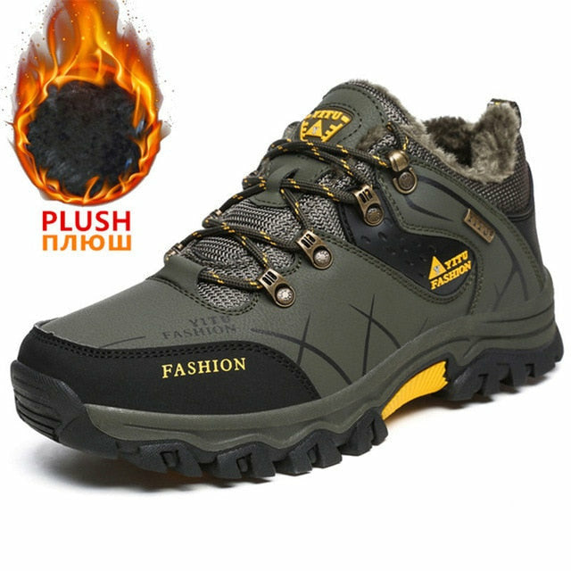Men Waterproof Leather Boots Sneaker Warm Hiking Outdoor Boots
