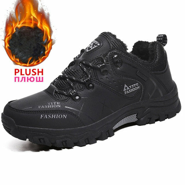Men Waterproof Leather Boots Sneaker Warm Hiking Outdoor Boots