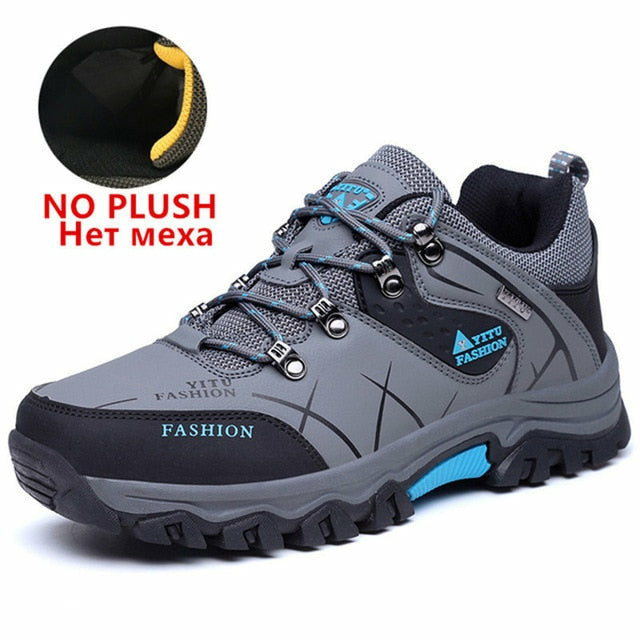 Men Waterproof Leather Boots Sneaker Warm Hiking Outdoor Boots