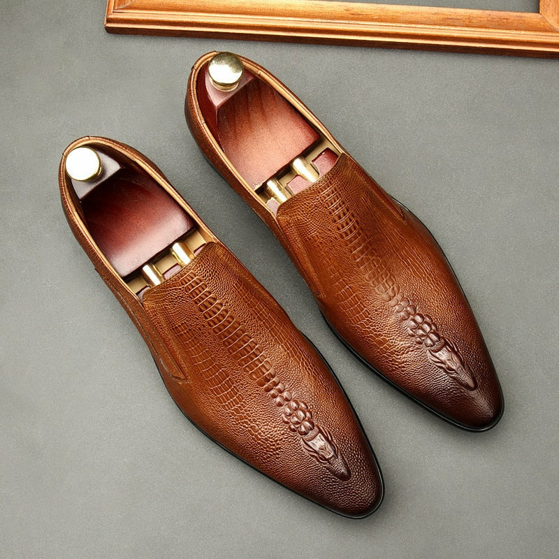 Handmade Men's Wedding Oxford Shoes Genuine Leather Brogue Men's Business Formal Shoes
