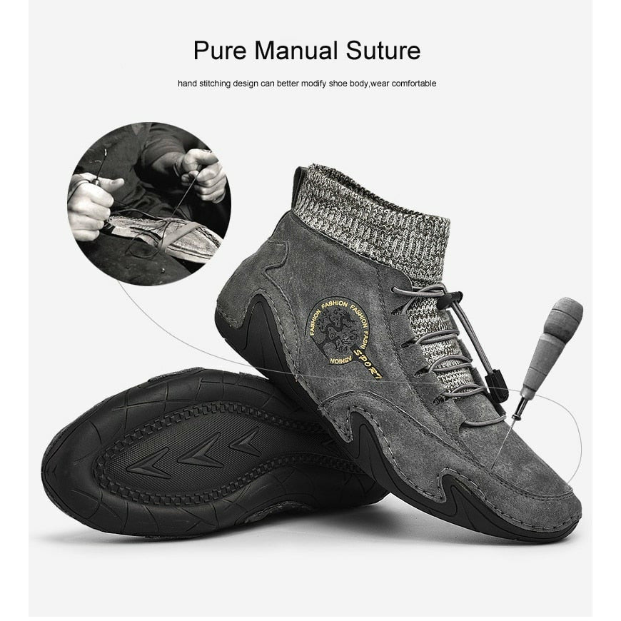 Men Fashion Leather Boots Casual Outdoor Light Ankle Shoes