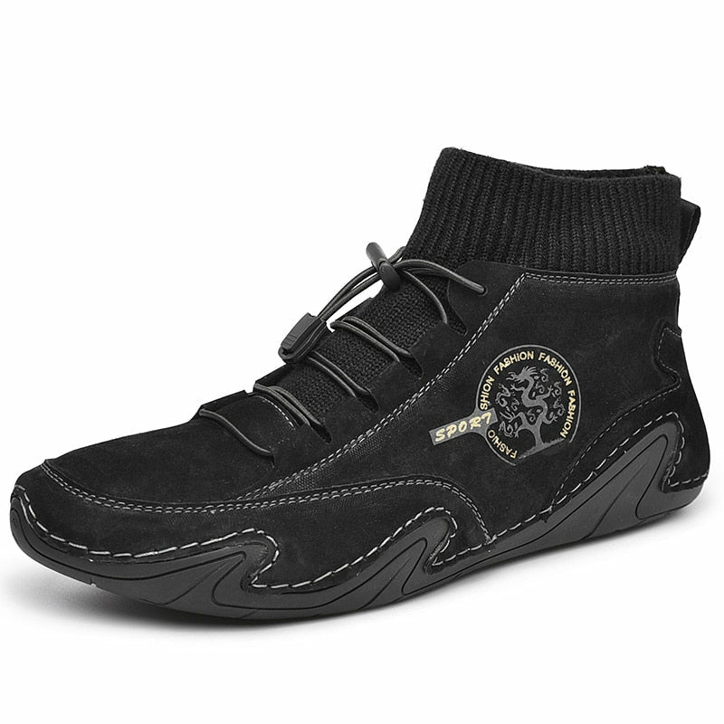Men Fashion Leather Boots Casual Outdoor Light Ankle Shoes