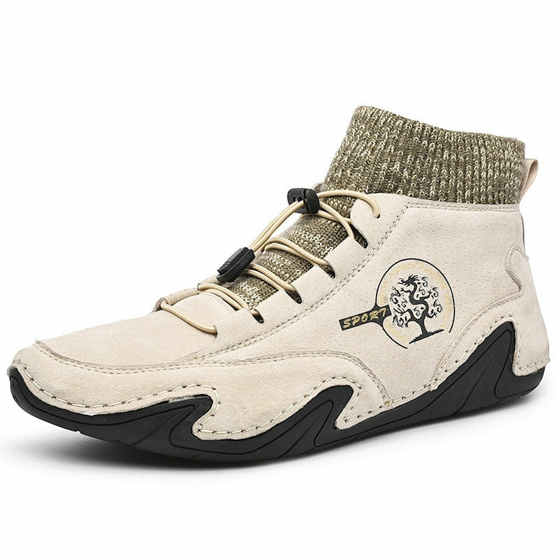 Men Fashion Leather Boots Casual Outdoor Light Ankle Shoes