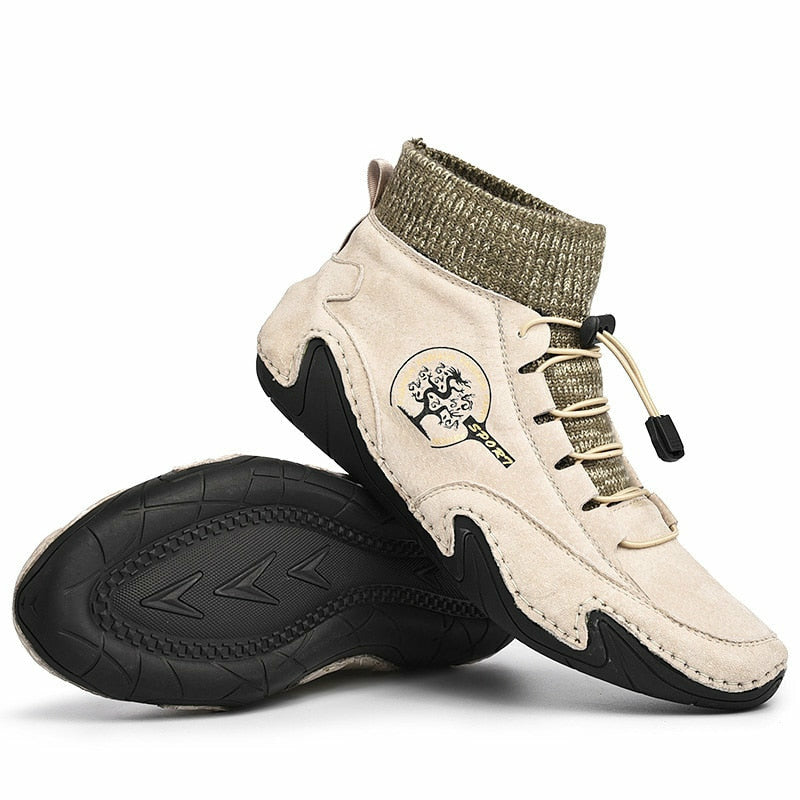 Men Fashion Leather Boots Casual Outdoor Light Ankle Shoes