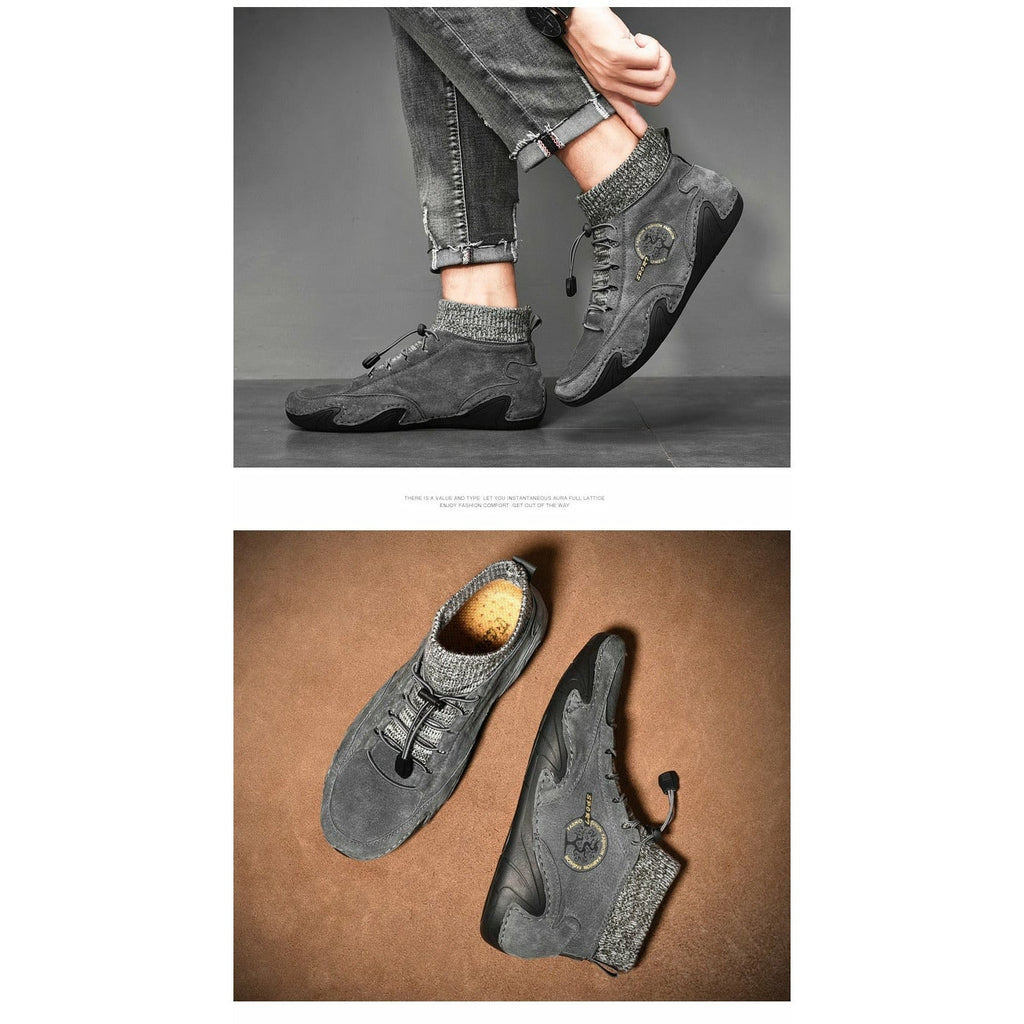 Men Fashion Leather Boots Casual Outdoor Light Ankle Shoes