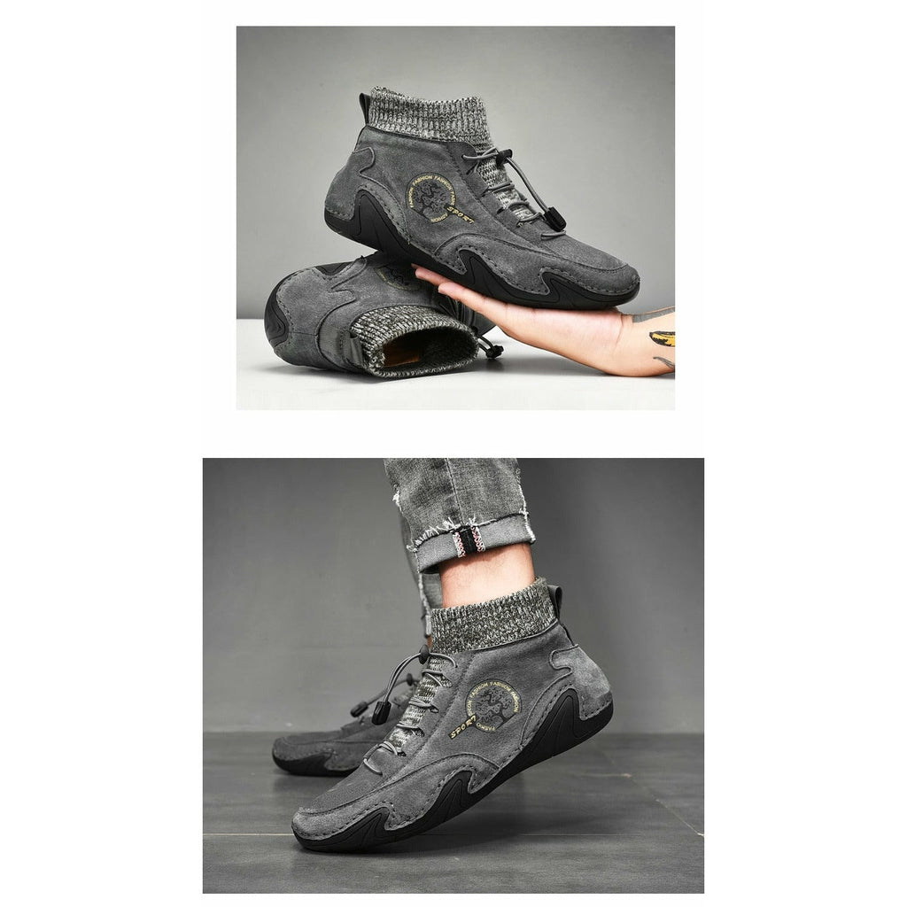 Men Fashion Leather Boots Casual Outdoor Light Ankle Shoes