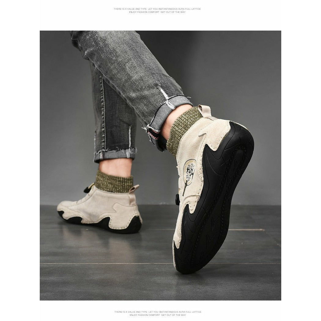 Men Fashion Leather Boots Casual Outdoor Light Ankle Shoes