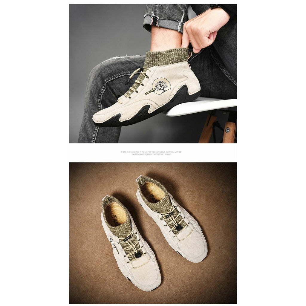 Men Fashion Leather Boots Casual Outdoor Light Ankle Shoes