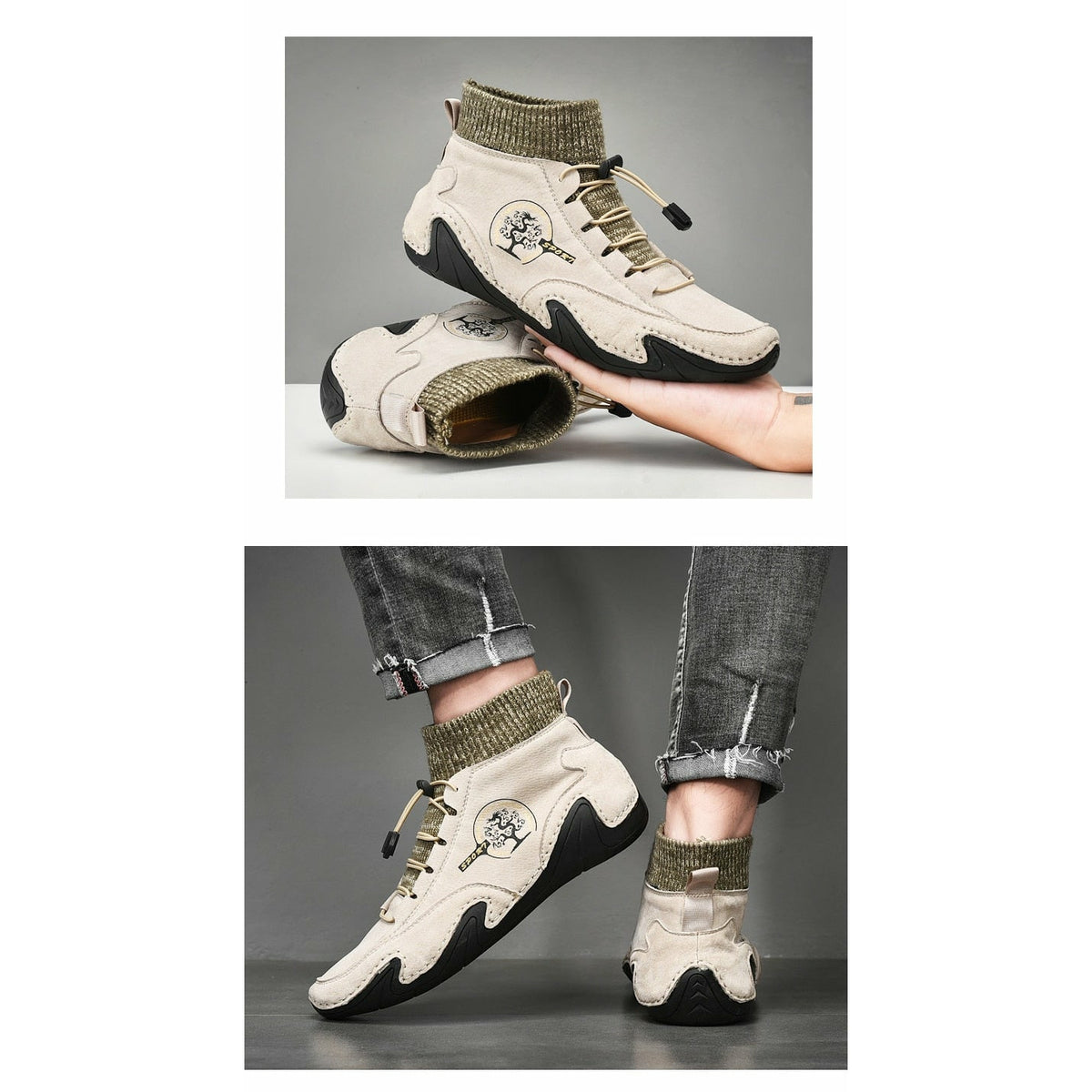 Men Fashion Leather Boots Casual Outdoor Light Ankle Shoes