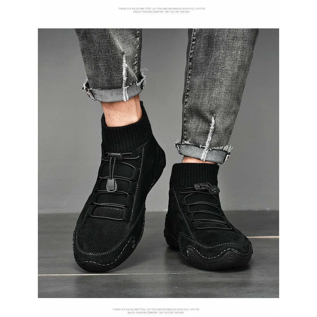 Men Fashion Leather Boots Casual Outdoor Light Ankle Shoes