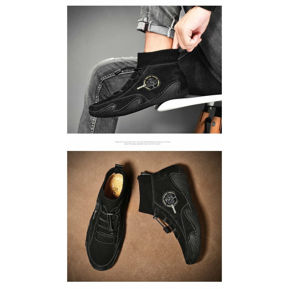 Men Fashion Leather Boots Casual Outdoor Light Ankle Shoes