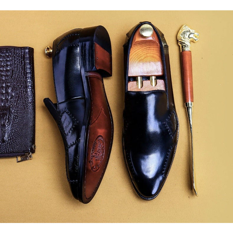 Men's Loafer Genuine Leather Shoes Big Size Slip On Designer Wedding Formal Shoes