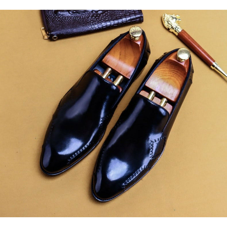 Men's Loafer Genuine Leather Shoes Big Size Slip On Designer Wedding Formal Shoes