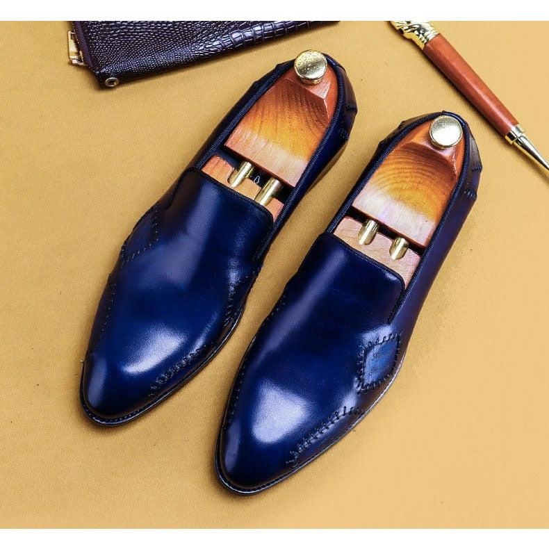 Men's Loafer Genuine Leather Shoes Big Size Slip On Designer Wedding Formal Shoes