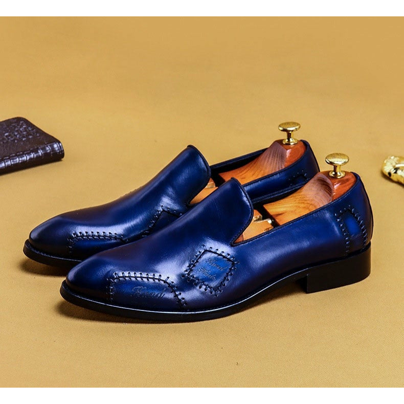 Men's Loafer Genuine Leather Shoes Big Size Slip On Designer Wedding Formal Shoes