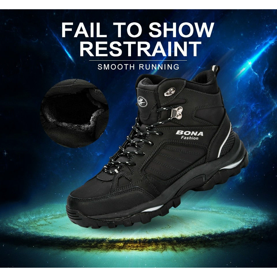 Men Boots Anti-Skidding Leather Shoes Spring Autumn Plush Men Durable Shoes