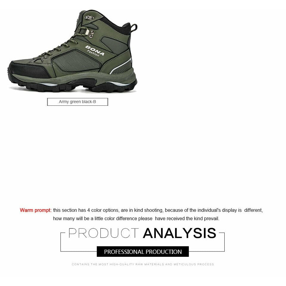 Men Boots Anti-Skidding Leather Shoes Spring Autumn Plush Men Durable Shoes