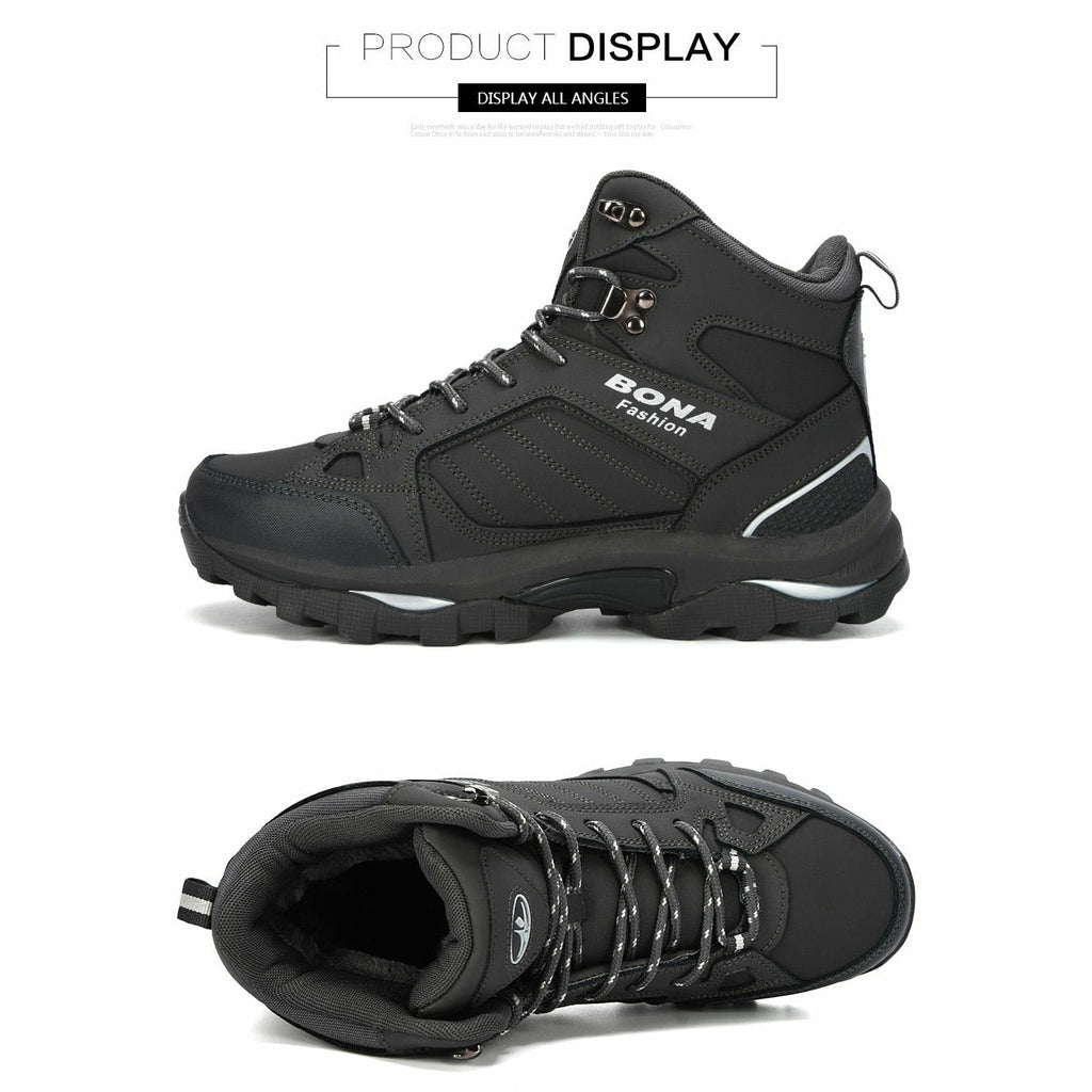 Men Boots Anti-Skidding Leather Shoes Spring Autumn Plush Men Durable Shoes