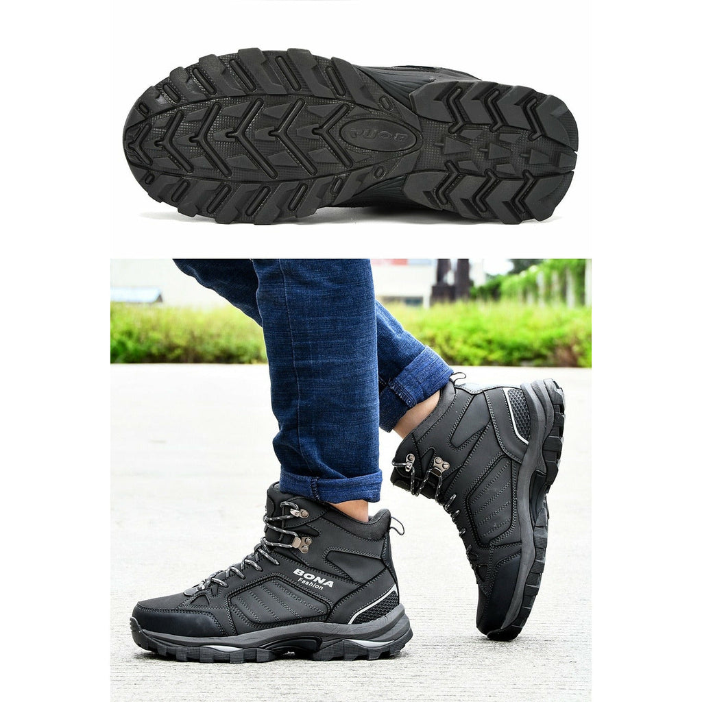 Men Boots Anti-Skidding Leather Shoes Spring Autumn Plush Men Durable Shoes