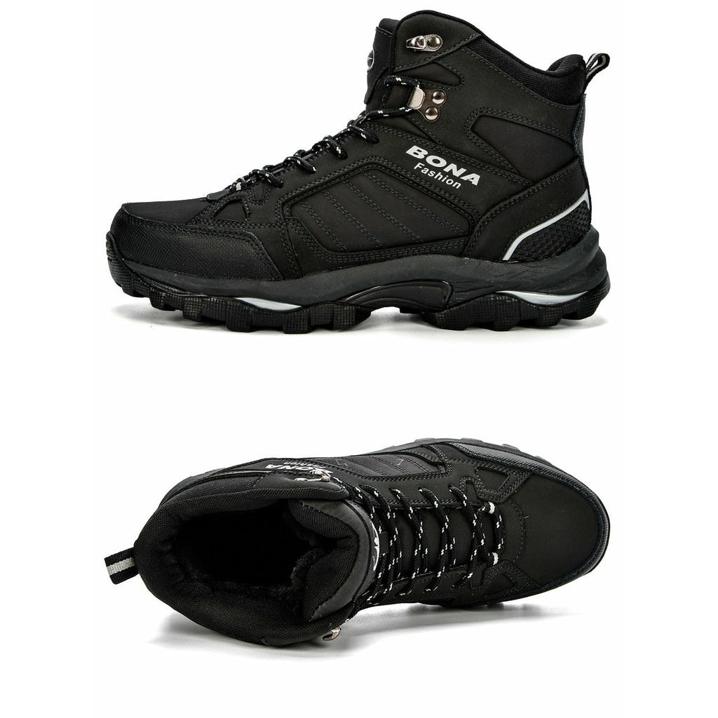 Men Boots Anti-Skidding Leather Shoes Spring Autumn Plush Men Durable Shoes
