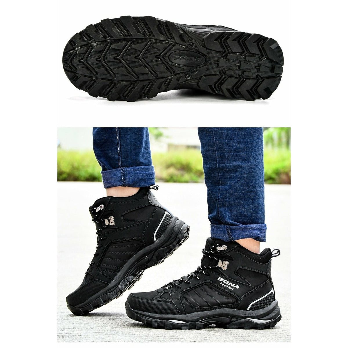 Men Boots Anti-Skidding Leather Shoes Spring Autumn Plush Men Durable Shoes