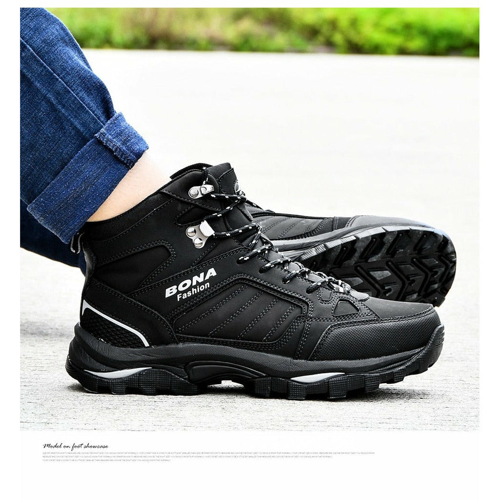 Men Boots Anti-Skidding Leather Shoes Spring Autumn Plush Men Durable Shoes