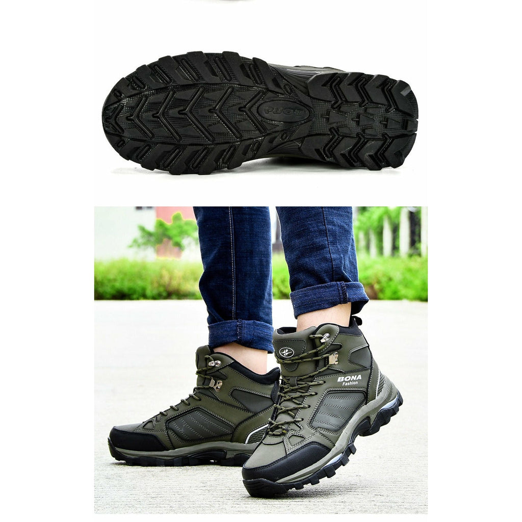 Men Boots Anti-Skidding Leather Shoes Spring Autumn Plush Men Durable Shoes