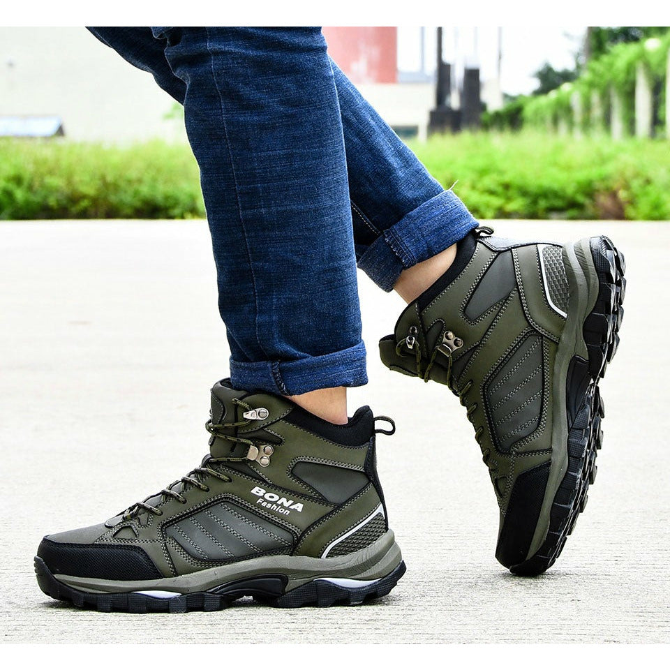 Men Boots Anti-Skidding Leather Shoes Spring Autumn Plush Men Durable Shoes