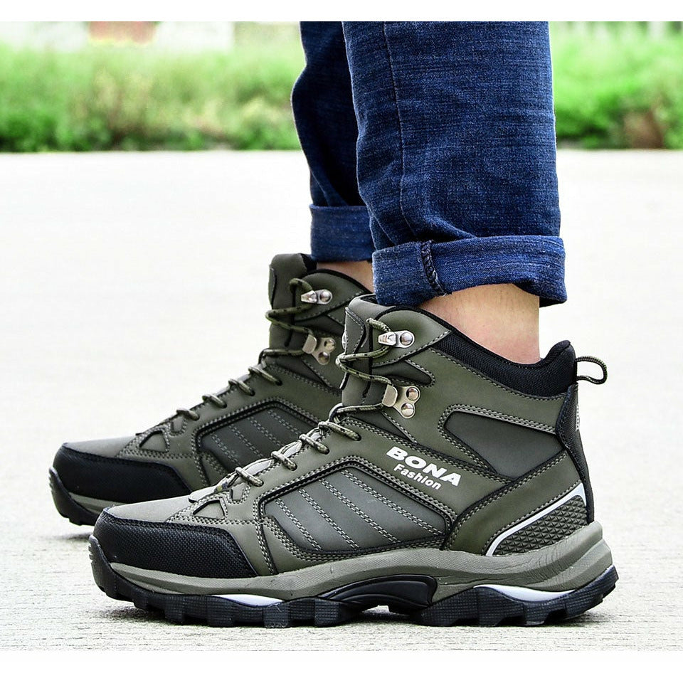 Men Boots Anti-Skidding Leather Shoes Spring Autumn Plush Men Durable Shoes