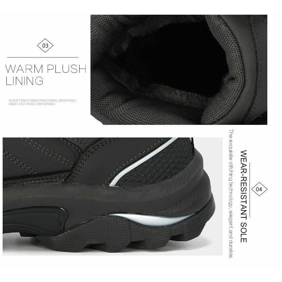 Men Boots Anti-Skidding Leather Shoes Spring Autumn Plush Men Durable Shoes