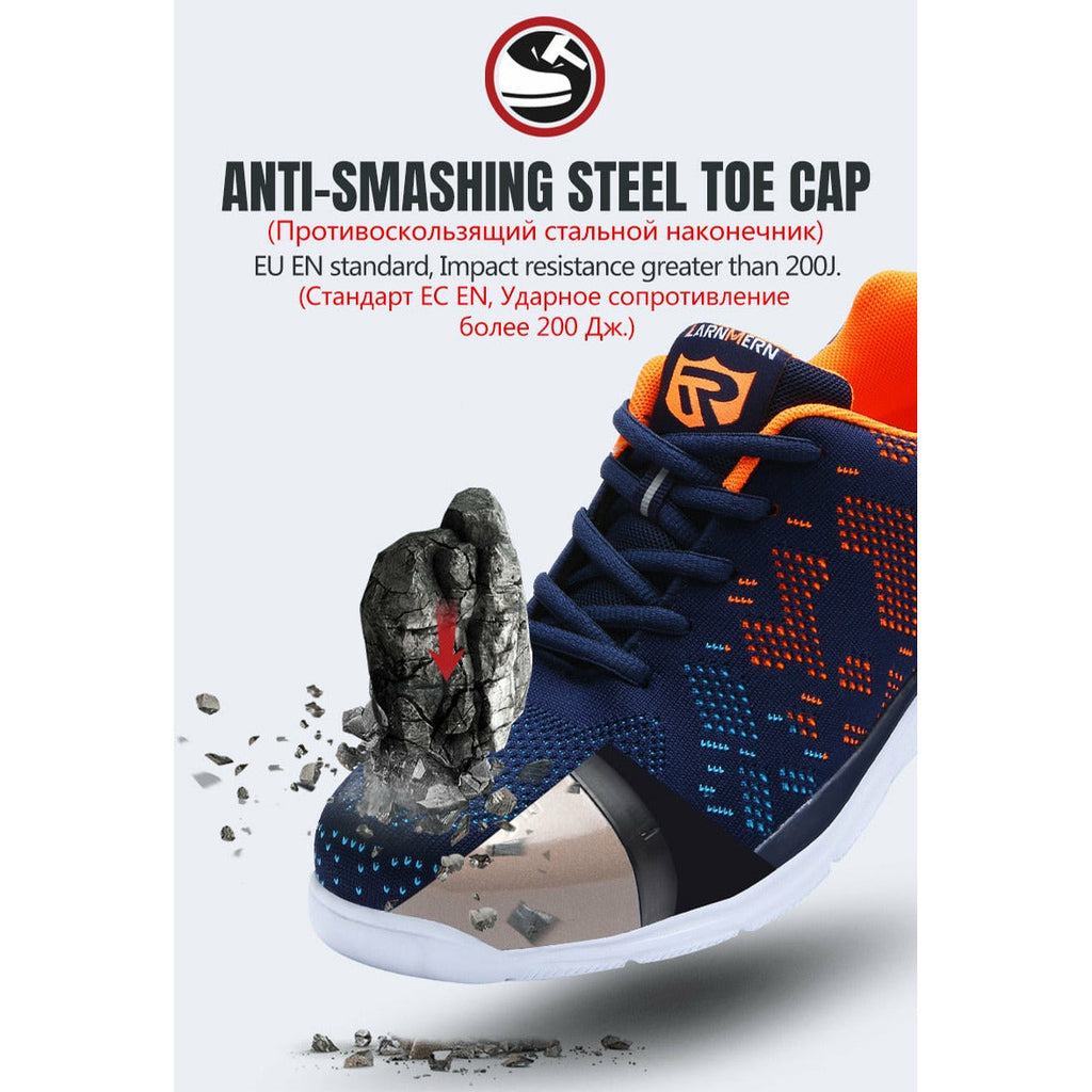 Lightweight Breathable Men Safety Shoes Steel Toe Anti-smashing Construction Sneaker
