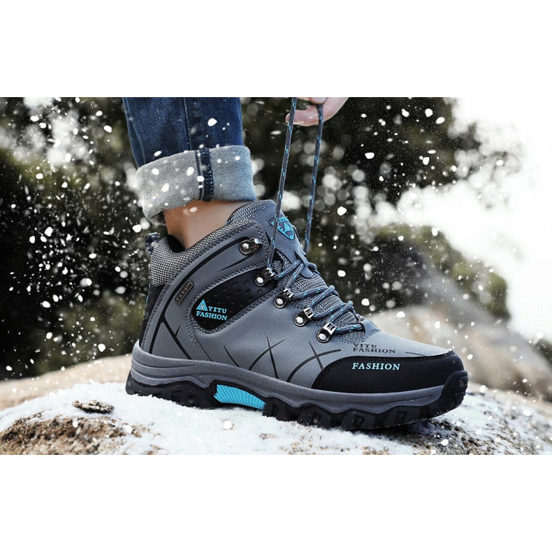 Men Waterproof Leather Boots Sneaker Warm Hiking Outdoor Boots